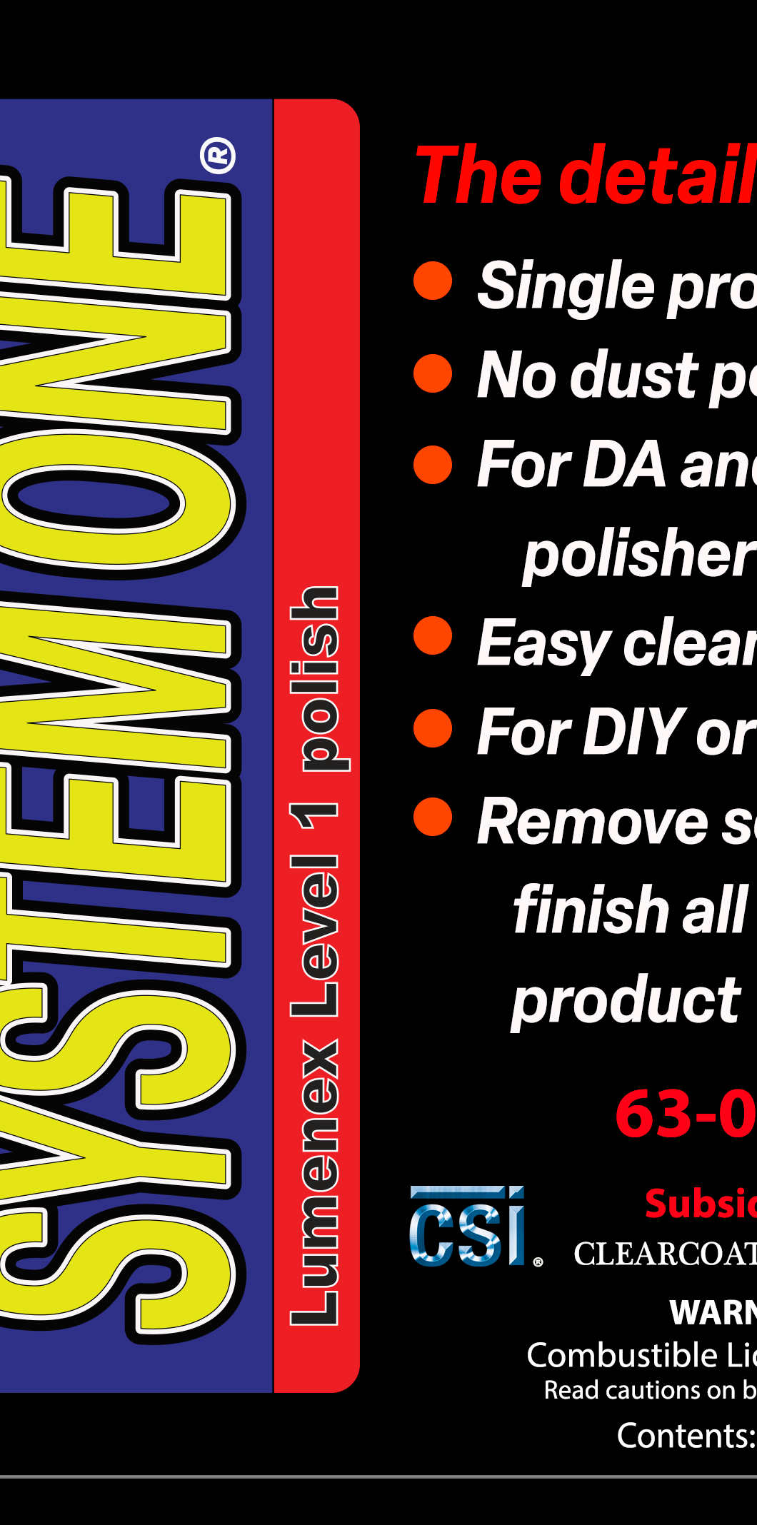 System ONE Lumenex Level 1 Polish, Professional Auto Detailing Compound, 8 Fl Oz, No-Dust Formula