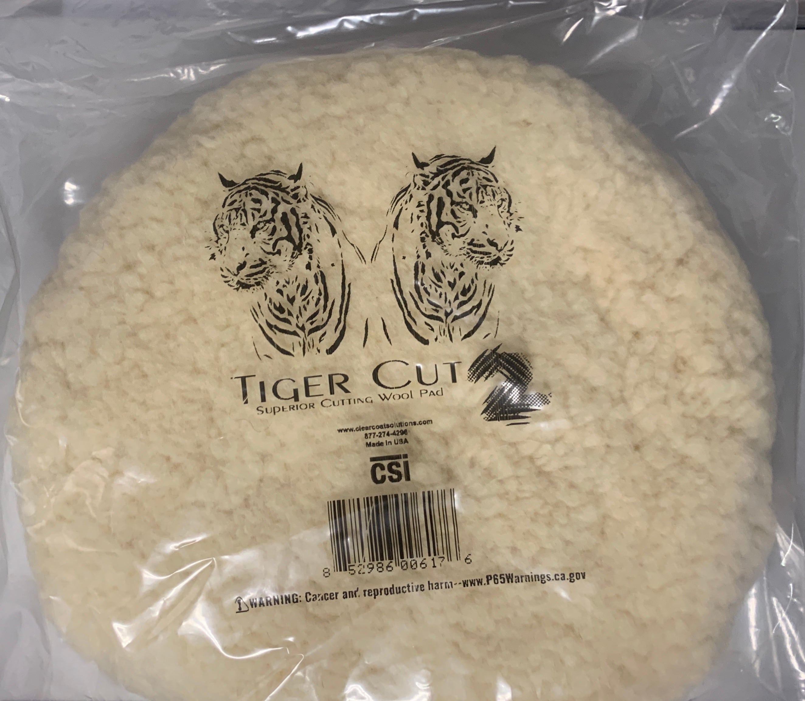 CSI 62-310 Double-Sided Tiger cut wool 4-ply Wool polishing pad 8 inch (62-310 Tiger Cut)
